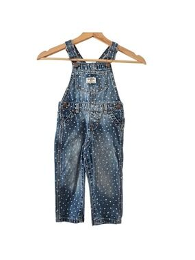 5/$25 OshKosh B’gosh Toddler Girls Denim Overalls Heart Print Size 2T